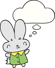 cute cartoon tiny rabbit and thought bubble