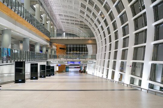 HONG KONG, CHINA - DECEMBER 04, 2023: interior shot of Hong Kong International Airport.