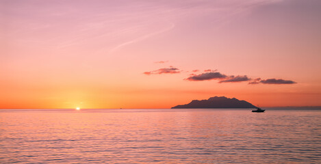 Island Silhouette, Island Mahe, Republic of Seychelles, Africa.