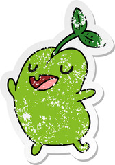 distressed sticker cartoon kawaii cute sprouting bean