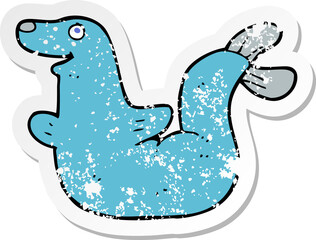 retro distressed sticker of a cartoon seal