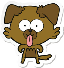 Obraz na płótnie Canvas sticker of a cartoon dog with tongue sticking out