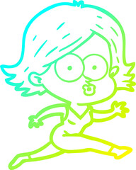 cold gradient line drawing cartoon girl pouting