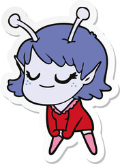 sticker of a smiling alien girl cartoon