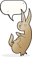 cue cartoon rabbit with speech bubble
