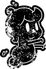 grunge icon of a kawaii cute ghost