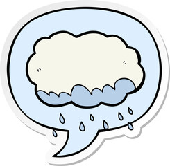 cartoon rain cloud and speech bubble sticker