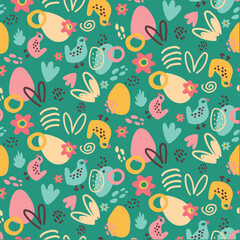 Vintage easter boho pattern, great design for any purposes. Abstract art vector illustration. Modern banner design. Abstract easter background. 