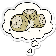 cartoon hazelnuts and thought bubble as a printed sticker