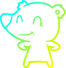 cold gradient line drawing friendly bear cartoon