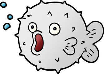 cartoon doodle blow fish