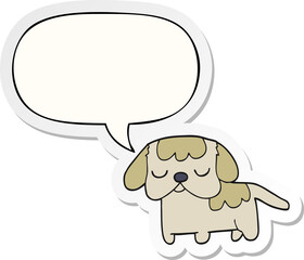 cute cartoon puppy and speech bubble sticker