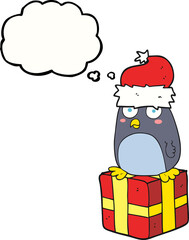 thought bubble cartoon christmas penguin