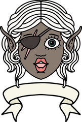 elf rogue character face with banner illustration