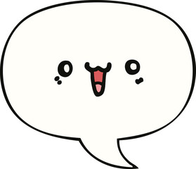 happy cartoon face and speech bubble