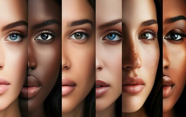 Multi-ethnic beauty. Different ethnicity women,closeup