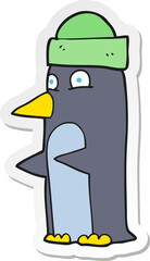 sticker of a cartoon penguin wearing hat