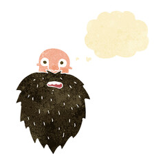 cartoon bearded man with thought bubble