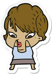 sticker of a cartoon woman