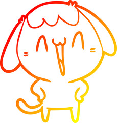 warm gradient line drawing cute cartoon dog