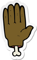 sticker of a cartoon severed hand