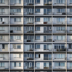 Fototapeta na wymiar Old apartment building with balconies seamless pattern.