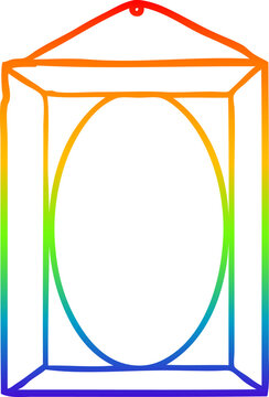 rainbow gradient line drawing picture frame