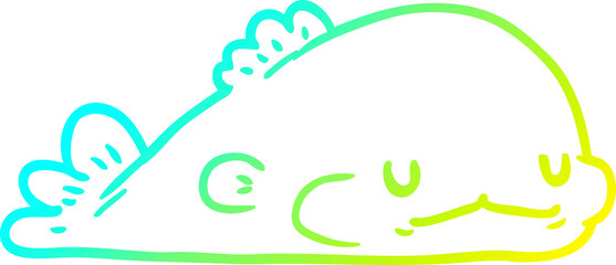 cold gradient line drawing cute fish