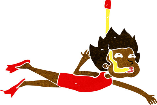 cartoon diver in red swimsuit clip art preview