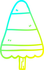 cold gradient line drawing cartoon christmas tree