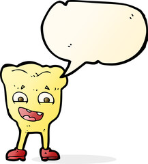 cartoon yellow tooth with speech bubble