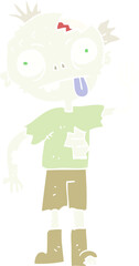 flat color illustration of a cartoon zombie