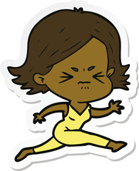 sticker of a cartoon angry woman