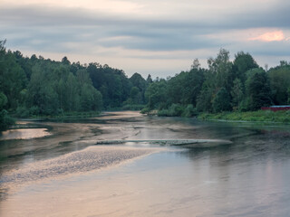 River valley. Summer time. Colorful landscape.

