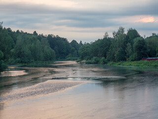 River valley. Summer time. Colorful landscape.
