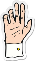sticker of a cartoon hand reaching