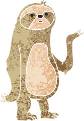 quirky retro illustration style cartoon sloth