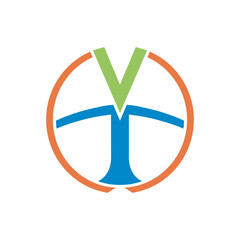 Letter V T logo line art with creative design vector	