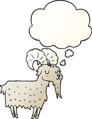 cartoon goat and thought bubble in smooth gradient style