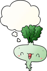 cartoon turnip and thought bubble in smooth gradient style