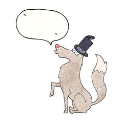 speech bubble textured cartoon wolf