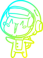 cold gradient line drawing happy cartoon astronaut