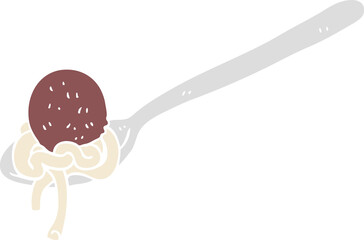 flat color illustration of a cartoon meatball