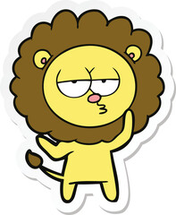 sticker of a cartoon tired lion