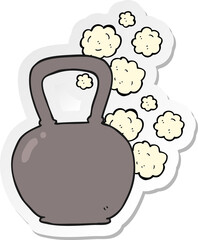 sticker of a cartoon heavy kettle bell