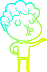 cold gradient line drawing cartoon man singing