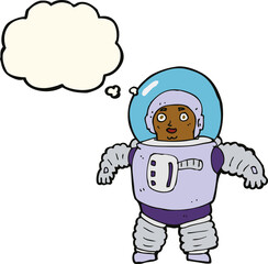 cartoon space man with thought bubble