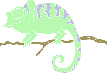 flat color illustration of a cartoon chameleon