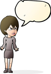 cartoon annoyed woman with speech bubble