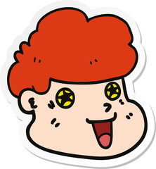 sticker of a cartoon boy's face